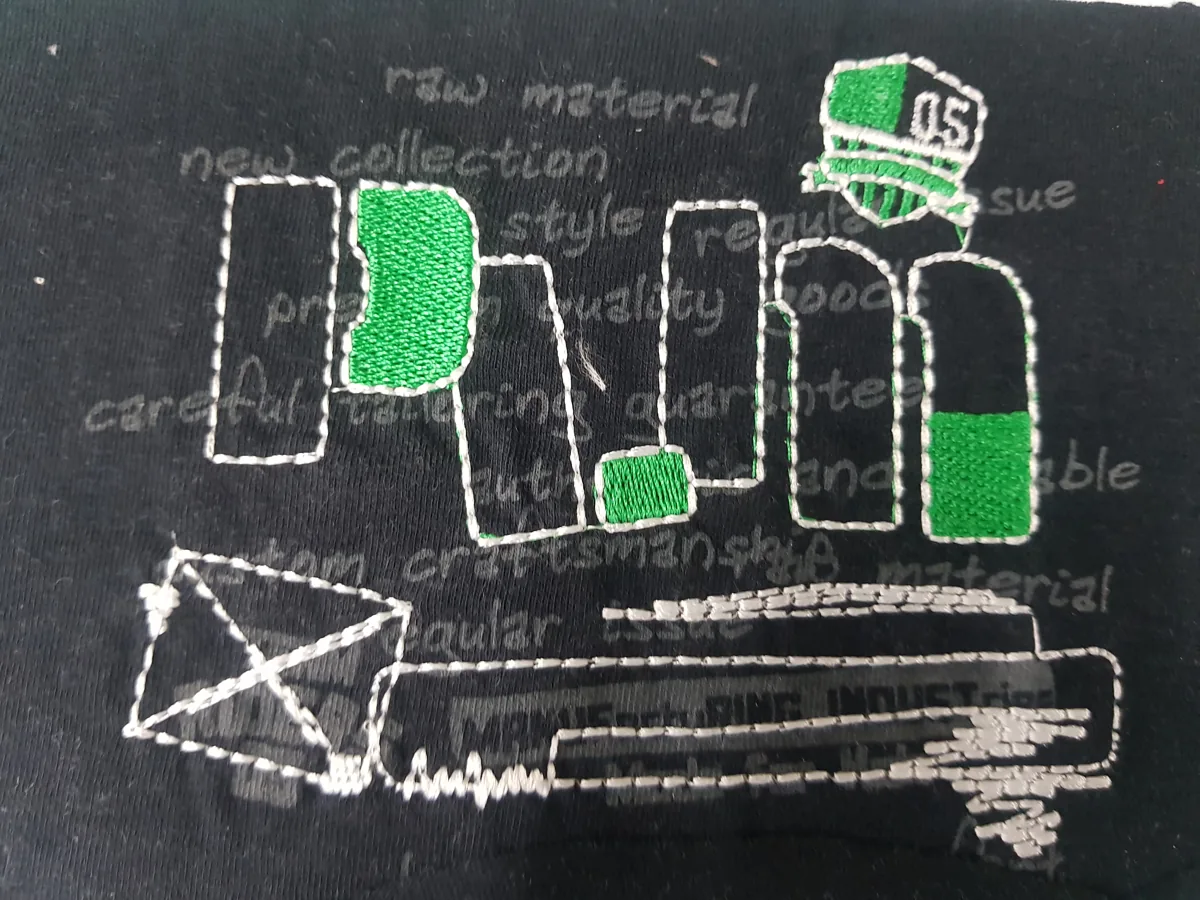 Estampado combinado con bordado realizado por Colour Match